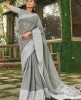 Classic Grey Pure Linen Weaving Border Saree 