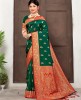 Exclusive Green & Red Banarasi Silk Rich Pallu Saree With Fancy Tessels.