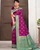 Exclusive Purple & Green Banarasi Silk Rich Pallu Saree With Fancy Tessels.