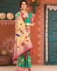 Designer Rama green Pure Floral Weaving Paithani Silk Saree with Rich Pallu & Tessels