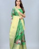  Chanderi  silk saree with digital HD print & Gold Zari kanchi Border