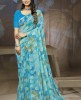 Classic Blue Coloured Pure Georgette Printed Saree with blouse