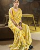 Elegant Lemon Colour Georgette Printed saree with blouse