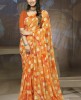 Standard Looking Orange Printed saree with blouse
