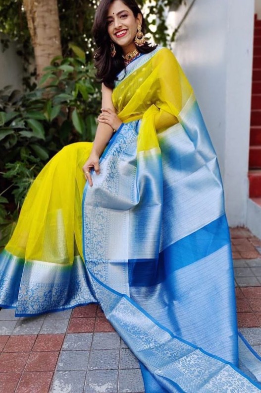 Chiffon light weight Saree in Sky blue colour 6014