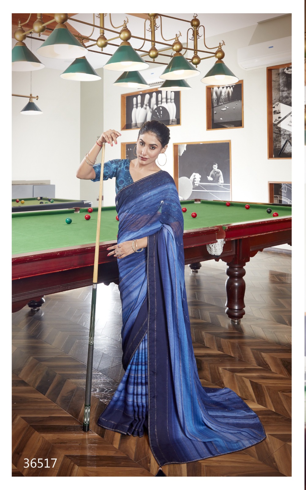 Classic Sky blue Georgette krochet work saree with blouse
