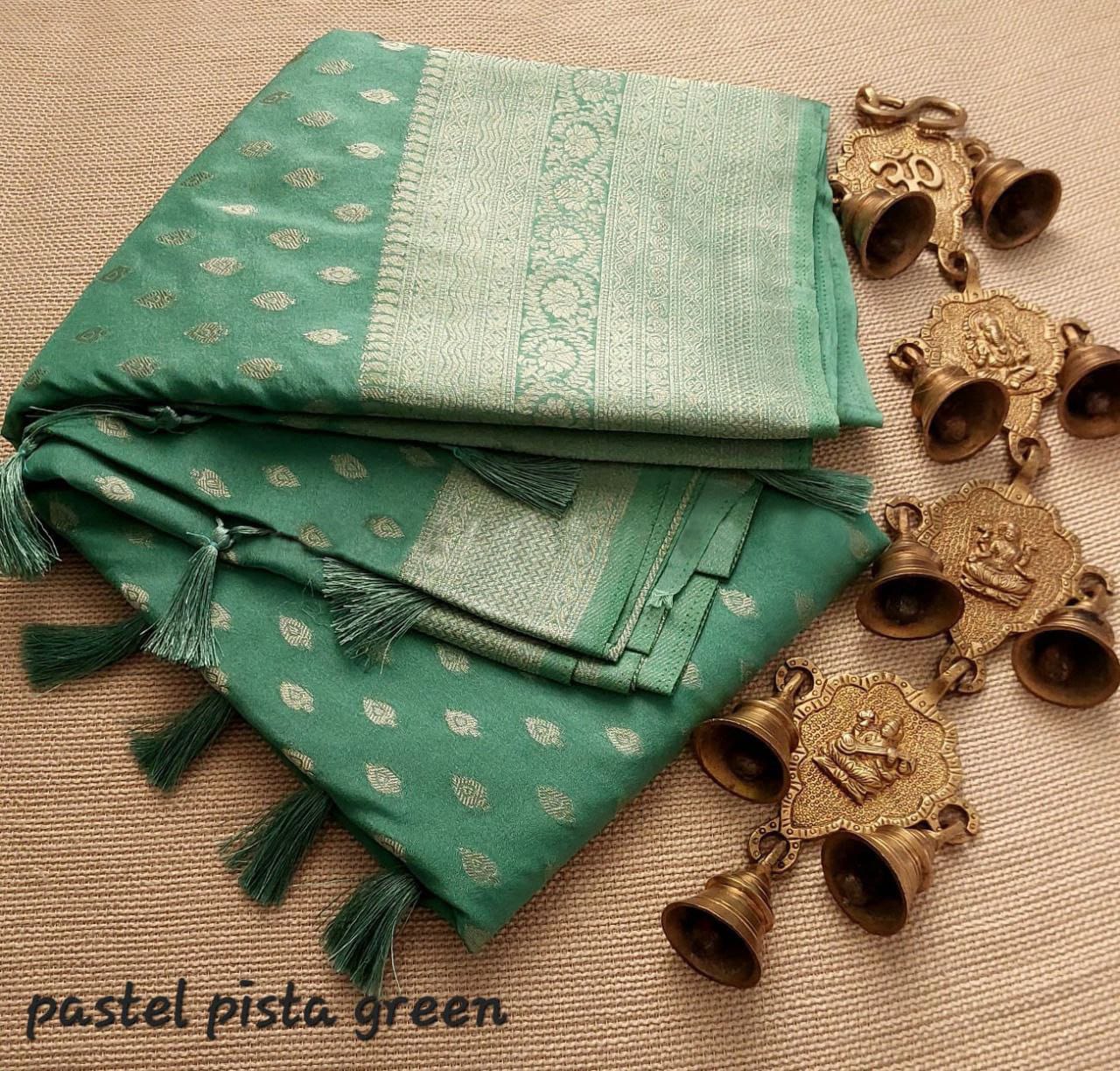 Premium Soft silk saree with zari border & Tessels